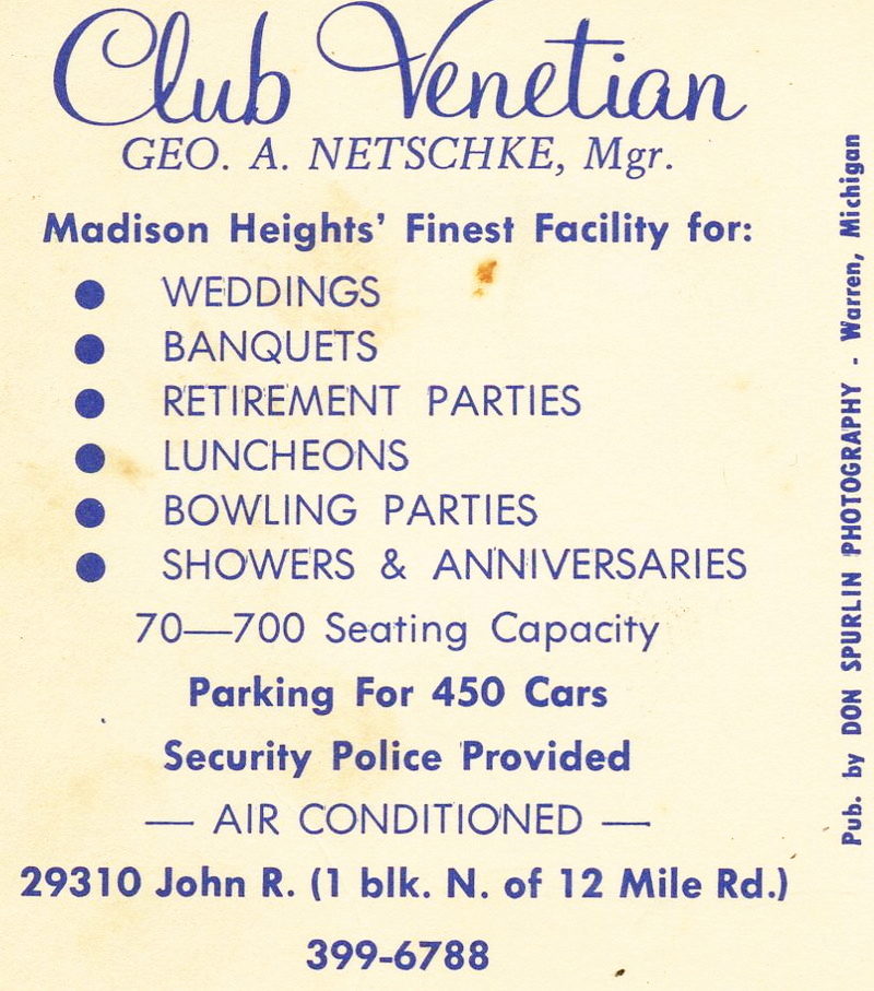 Club Venetian Banquet Center - Vintage Postcard (newer photo)
